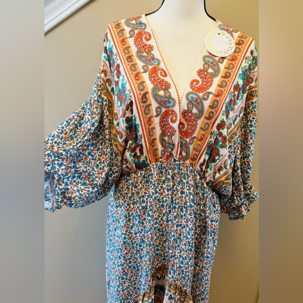 Umgee Dress Women Sz#XL Floral 3/4 Slevees New